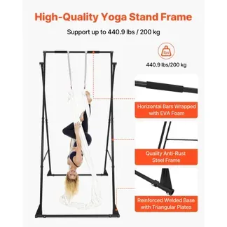 VEVOR Aerial Yogarahmen Schaukelständer mit 6 m langer Yoga-Hängematte (Weiß) & max. 200 kg Tragkraft & dreieckiger Struktur & EVA-Schaum, 4-stufige horizontale & 6-stufige vertikale Einstellung VEVOR Aerial Yogarahmen Schaukelständer mit 6 m langer Yoga-Hängematte (Weiß) & max. 200 kg Tragkraft & dreieckiger Struktur & EVA-Schaum, 4-stufige horizontale & 6-stufige vertikale Einstellung