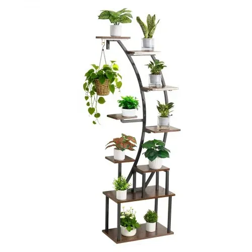 VEVOR Pflanzenständer mit Wachstumslicht, Blumentreppe mit 9 Ebenen, Blumenständer aus Metall, 3 Timer- & 10 Helligkeitsstufen, Blumenregal für die Dekoration von Wohnzimmer & Balkon, 62x28x160 cm – Bild 8