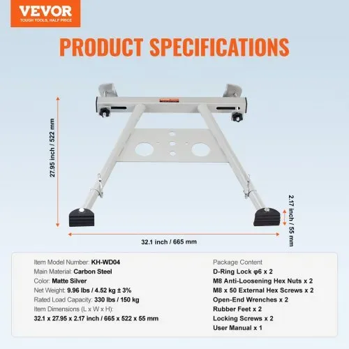 VEVOR Leiterstabilisator 815x710x55 mm, verstellbare Füße, Abstandshalter für Ausziehleitern, Wandleiterzubehör für Dachrinnen, Wandleiter-Abstandshalter, rutschfeste Gummifüße, Tragkraft: 150 kg – Bild 6