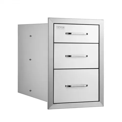 VEVOR Outdoor-Küchenschubladen, Unterputz-Grillschubladen aus Edelstahl mit dreifachem Zugriff und Griff, Grillinselschubladen für Außenküchen oder Terrassen-Grillstationen 356 x 516 x 588 mm – Bild 8