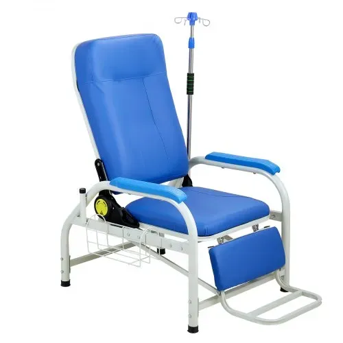 VEVOR Medizinischer Stuhl mit IV-Infusionsständer Infusionsstuhl 181kg, Stahlkonstruktion, 90-160° Verstellbar, Mit Gepolstertem Sitz Fußstütze & Aufbewahrungskorb, Für Krankenhäuser Pflegeheime – Bild 8
