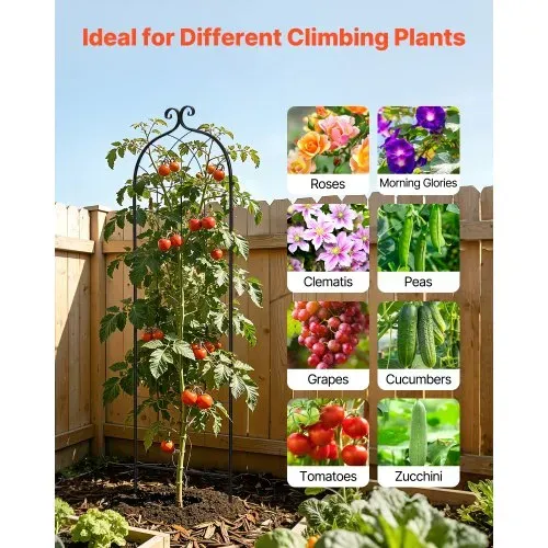 VEVOR Rankgitter, 180x52,5 cm 6er-Pack, Metall Rankhilfe mit Pulverbeschichteter Oberfläche & Verriegelungsmechanismus, Kletterhilfe, Garten Spalier, Pflanzengitter für Blumen, Gemüse & Rosen – Bild 4