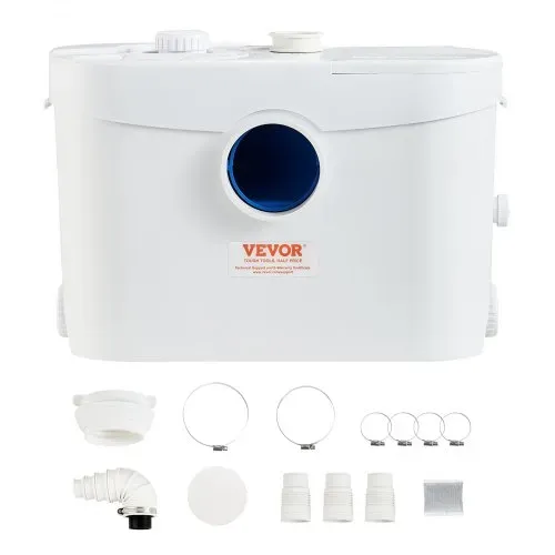 VEVOR Hebeanlage, 700 W, 9600 l/h Durchfluss, 10 m Förderhöhe, Zerkleinerer-Abwasserpumpe mit 3 Wassereinlässen für Toilette, Keller, Küche, Waschbecken, Badewanne, Abwasserentsorgung, Aufspülmaschine – Bild 8