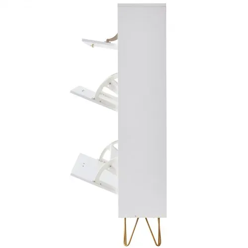 VEVOR Schuhschrank Schmal, Schuhregal Weiß, 800 x 239 x 1200 mm Schuhkipper mit 3 Klappen + oberem Staufach, Schuhkommode 68 kg Tragfähigkeit, Aufbewahrungsschrank Schuh P2-Spanplatte für Flur – Bild 10