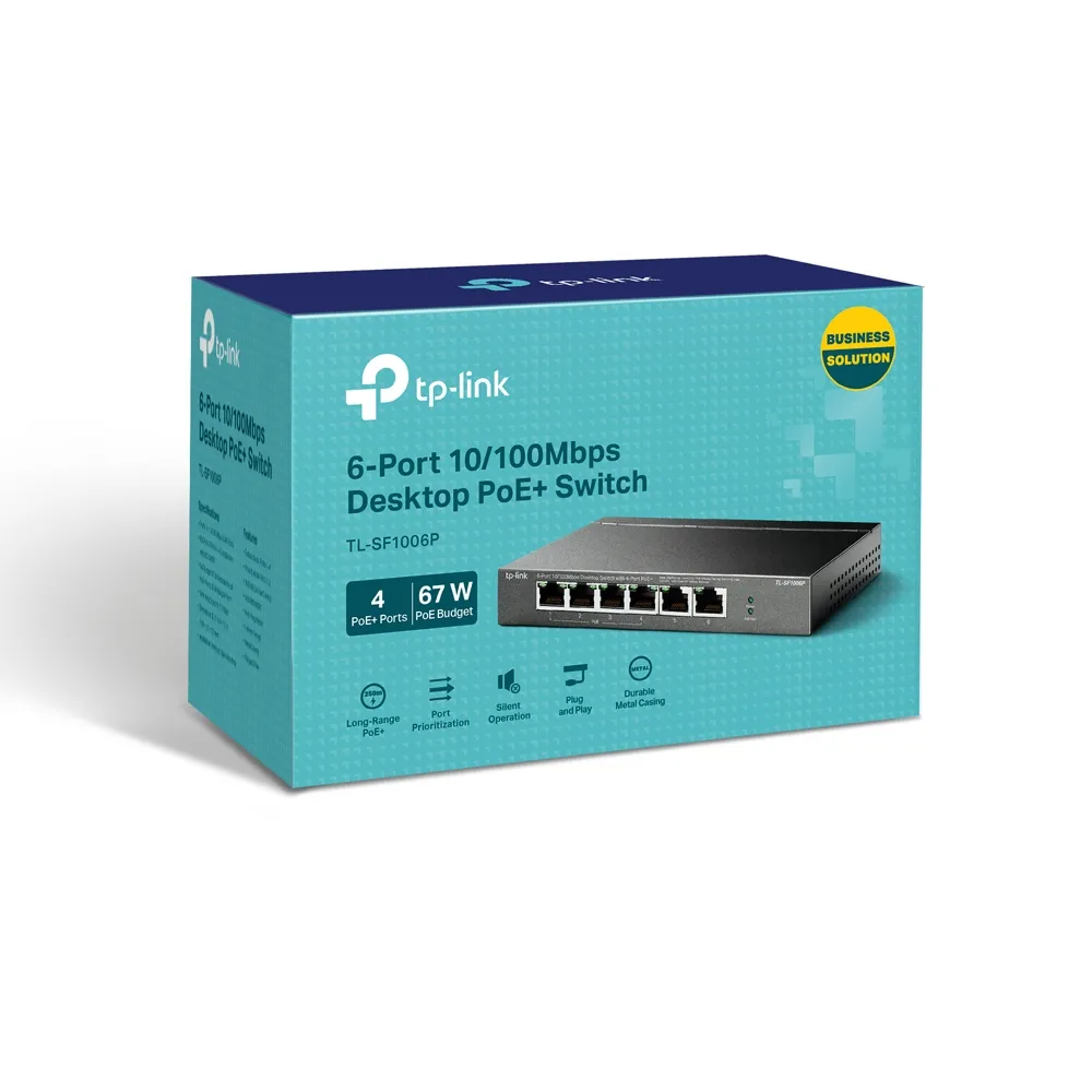 TP-Link 6-Port 10/100Mbit/s-Desktop-Switch mit 4-Port PoE+ – Bild 3