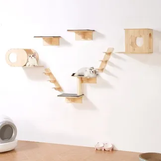 VEVOR Katzenregale zur Wandmontage, Katzenwandregale und Sitzstangen mit Sprungbrettern, Katzenbetten, Hängematten und Katzenbaum, Katzenmöbel und Regale bis zu 18 kg zum Schlafen, Spielen, Klettern, 7er-Set VEVOR Katzenregale zur Wandmontage, Katzenwandregale und Sitzstangen mit Sprungbrettern, Katzenbetten, Hängematten und Katzenbaum, Katzenmöbel und Regale bis zu 18 kg zum Schlafen, Spielen, Klettern, 7er-Set