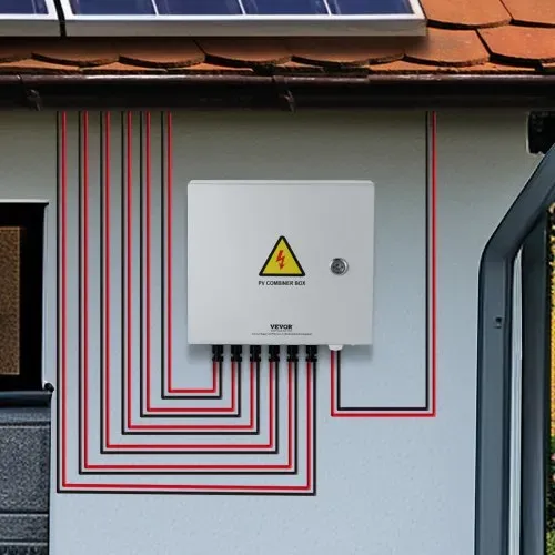 VEVOR PV-Combiner-Box, 6-String, Solar-Combiner-Box mit 10 A Nennstromsicherung, 63 A Leistungsschalter, Blitzableiter und Solaranschluss, Stahlgehäuse für On-/Off-Grid-Solarpanelsystem, IP65 – Bild 7