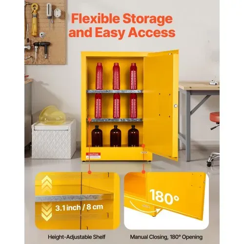 VEVOR Brennbarer Lagerschrank 49,21 L, 59 x 46 x 90 cm Brandschutzschrank mit Verstellbarem Regal, Kaltgewalzter und Verzinkter Stahl-Brandschutzschrank, für Gewerbliche, Industrielle Nutzung, Gelb – Bild 5