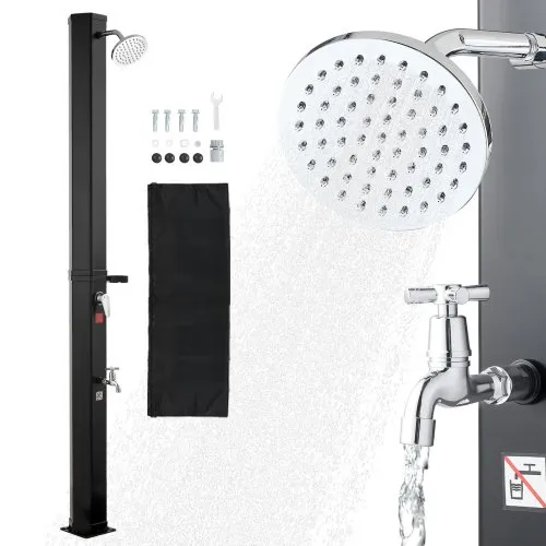 VEVOR Solardusche 35 L, Solar Gartendusche 2160 mm Hoch, Pooldusche mit Seifenablage, Warm- & Kaltwasserregulierung, Freistehend, Campingdusche für Garten, Poolbereich, Strandpool, Schwarz VEVOR Solardusche 35 L, Solar Gartendusche 2160 mm Hoch, Pooldusche mit Seifenablage, Warm- & Kaltwasserregulierung, Freistehend, Campingdusche für Garten, Poolbereich, Strandpool, Schwarz