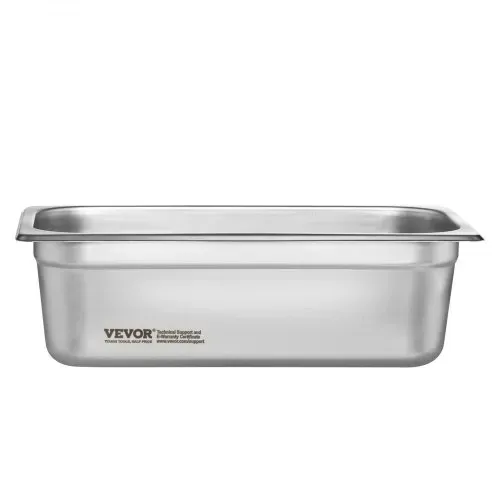 VEVOR Gastronormbehälter, Edelstahl Behälter 6 Stk. 1/3 Größe 326 x 177 x 99 mm Speisebehälter, kommerzieller Dampfpfanne Warmhaltebehälter 3,84 L Tiefe, Hotelpfanne Tisch Food Pan Buffet – Bild 10