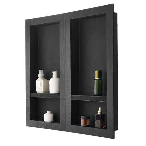 VEVOR Duschnische, 40,6 x 81,3 cm + 40,6 x 81,3 cm Wandnische mit beweglichem Regal, 10,2 cm dicker moderner Seifen- & Shampoo-Aufbewahrungs-Organizer, schwarz für Badezimmerdusche VEVOR Duschnische, 40,6 x 81,3 cm + 40,6 x 81,3 cm Wandnische mit beweglichem Regal, 10,2 cm dicker moderner Seifen- & Shampoo-Aufbewahrungs-Organizer, schwarz für Badezimmerdusche