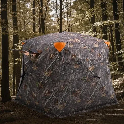 VEVOR Jagdversteck 270° durchsichtiges Bodenversteck, 4–5 Personen Pop-Up-Hirschversteck für die Jagd mit Tragetasche, tragbares, belastbares Jagdzelt Durchsichtnetz für Hirsch Tarnfarbe – Bild 7