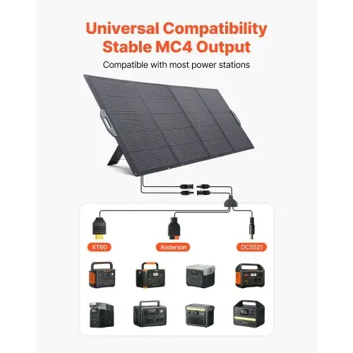 VEVOR Faltbares Solarpanel 400 W, Tragbares Solarladegerät 24 % Hocheffizienz, Monokristallines Solarmodul mit MC4-Ausgang & 10-in-1-DC-Adapter, IP67, für Powerstations, Camping, Wandertouren – Bild 2