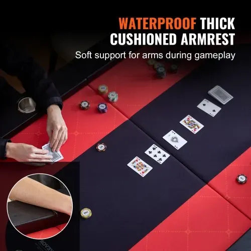 VEVOR Casino Pokertisch Klappbare Tischbeine 2290 x 1220 x 800 mm (L x B x H), Faltbarer Pokertisch, Schwarz & Rot Pokerauflage Klapptisch für 10 Spieler, Pokertisch mit Staubschutzhülle Tragbar – Bild 3