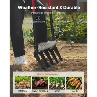 VEVOR Broadfork Doubleshaft 510×320 mm, 5-Zinken-Grabegabel mit zwei Fiberglasgriffen, robuste Spatengabel, ergonomisches U-förmiges Design, Gartengerät zum Kompostieren, Umpflanzen & Belüften VEVOR Broadfork Doubleshaft 510×320 mm, 5-Zinken-Grabegabel mit zwei Fiberglasgriffen, robuste Spatengabel, ergonomisches U-förmiges Design, Gartengerät zum Kompostieren, Umpflanzen & Belüften