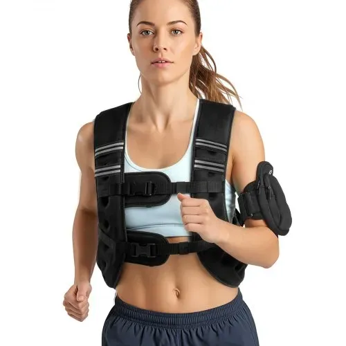 VEVOR Gewichtsweste 11,46 kg Trainingsweste mit Reflektorstreifen, Verstellbarer Schnalle & Praktischen Aufbewahrungstaschen, Fitnessweste für Krafttraining, Laufen, Joggen, Fitness & Muskelaufbau – Bild 8