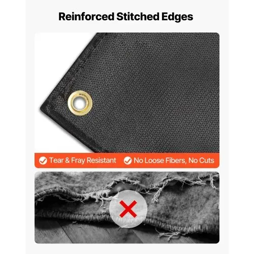 VEVOR Schweißdecke, 1829x2438 mm, silikonbeschichtete Fiberglas-Brandschutzdecke, bis zu 982 °C hitzebeständige Feuerschutzdecke, flammhemmende, feuerfeste Isoliermatte mit Metallösen – Bild 5