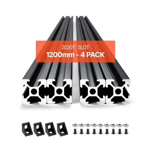 VEVOR 4er Set Aluprofil 1200 mm T-Nut 2020 Aluminium-Strangpressprofil, eloxierte Linearschiene nach europäischem Standard, Nutenprofil für 3D-Drucker, CNC-Maschine DIY, Lasergravur, Schwarz VEVOR 4er Set Aluprofil 1200 mm T-Nut 2020 Aluminium-Strangpressprofil, eloxierte Linearschiene nach europäischem Standard, Nutenprofil für 3D-Drucker, CNC-Maschine DIY, Lasergravur, Schwarz