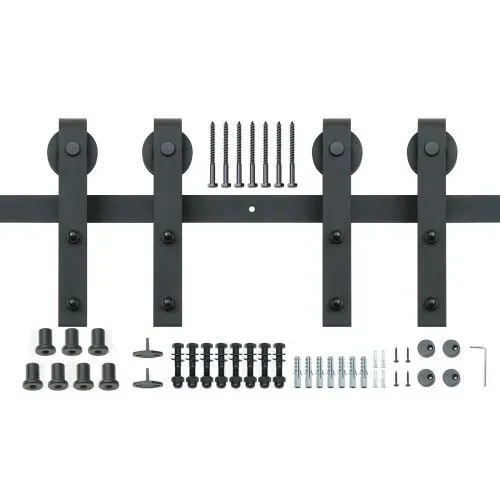 VEVOR 244cm Schiebetürbeschlag J-förmig Schiebetürsystem mit 2-teiligen Schienen 150kg Tragfähigkeit Laufschiene Ideal für Schiebetüren mit Türstärke von 32-45mm, Türbreite von 1,12-1,32m – Bild 10