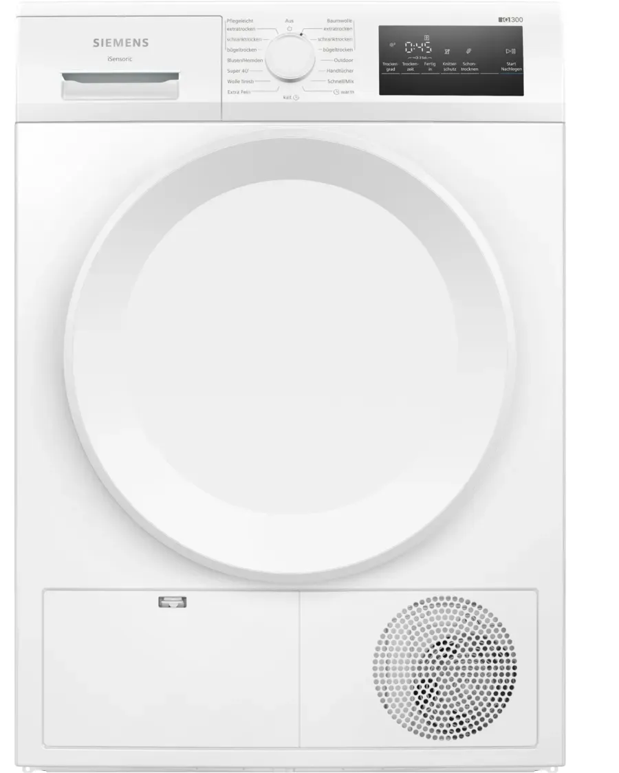 Siemens iQ300 WT43H004 Wäschetrockner Freistehend Frontlader 8 kg Weiß Siemens iQ300 WT43H004 Wäschetrockner Freistehend Frontlader 8 kg Weiß
