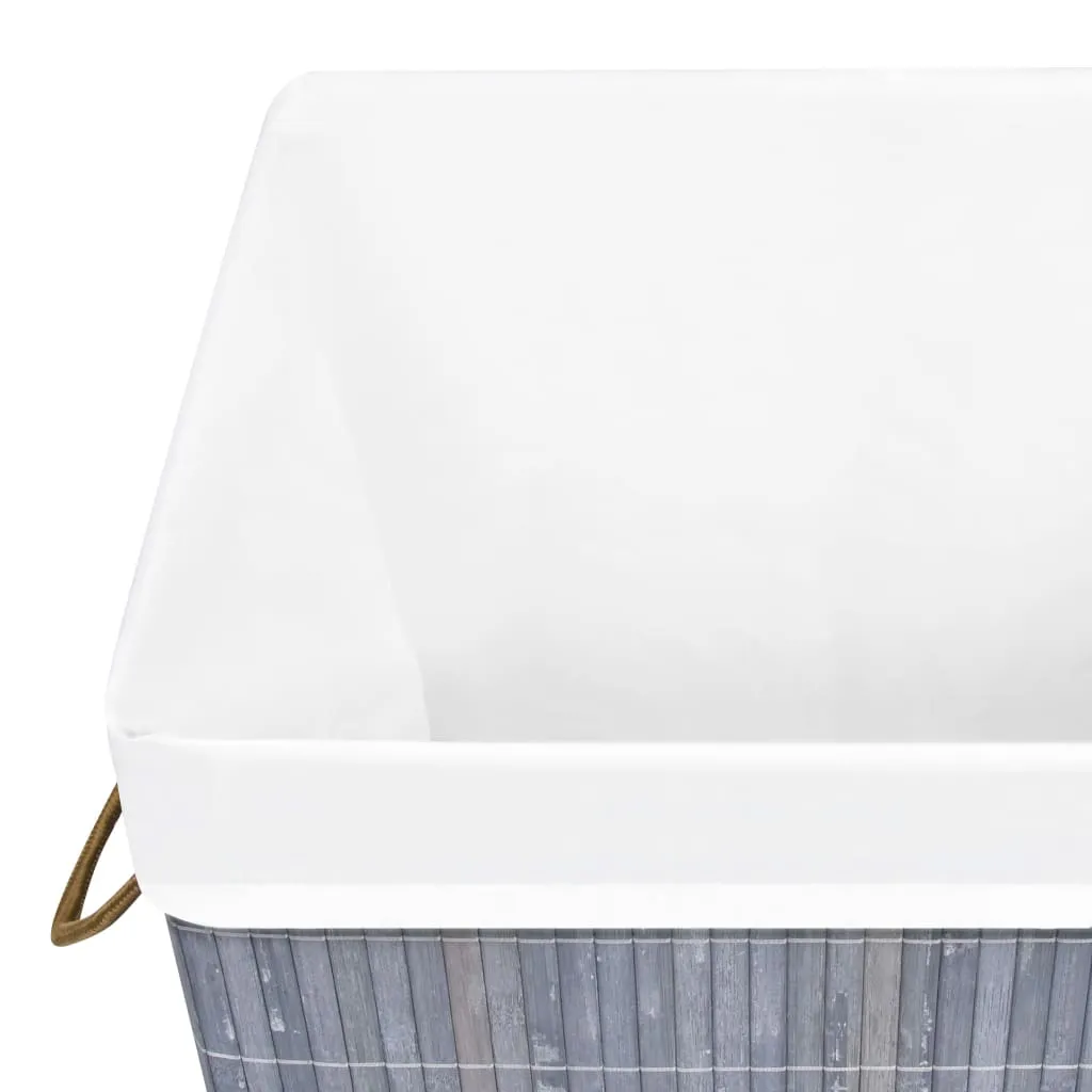 vidaXL Bambus-Wäschekorb mit 1 Fach Grau – Bild 7