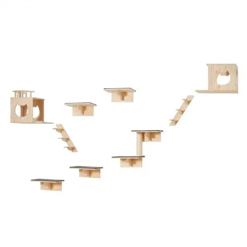VEVOR Katzenregale zur Wandmontage, Katzenwandregale und Sitzstangen mit Sprungbrettern, Katzenbetten, Hängematten und Katzenbaum, Katzenmöbel und Regale bis zu 18 kg zum Schlafen, Spielen, Klettern, 9er-Set – Bild 10