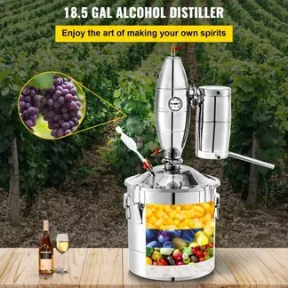 VEVOR Alkohol-Edelstahl-Brennerei 70L Schnapsbrenner Destille Edelstahl Alkohol-Destillierkolben Schwarzbrennerei Destillation VEVOR Alkohol-Edelstahl-Brennerei 70L Schnapsbrenner Destille Edelstahl Alkohol-Destillierkolben Schwarzbrennerei Destillation
