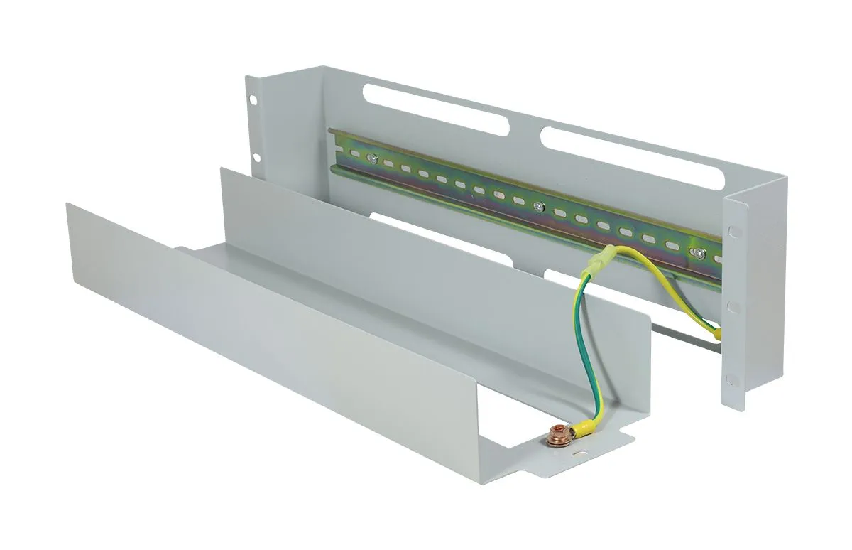 ALLNET 19"zbh. Schutzschalterleiste für Hutschiene/DIN-Rail Geräte, T61mm/3HE, Lichtgrau, Frontmontage, – Bild 2