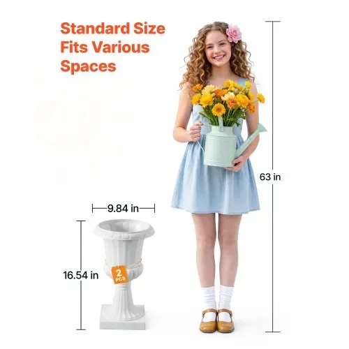 VEVOR Blumenspindel aus Kunststoff, 25x42 cm, 2er-Pack, Pflanzpokal. Pflanzkübel, Pflanzschale, weiße Blumentöpfe, für die Veranda, Hochzeit, Party, Zuhause, Bühne, Balkon, Terrassendekoration – Bild 2