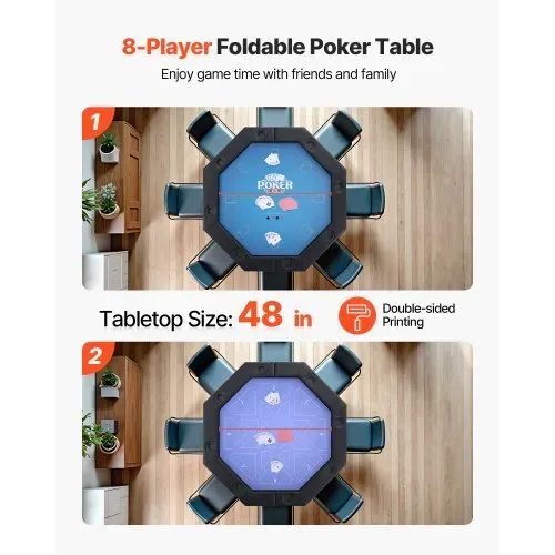 VEVOR klappbarer Pokertisch für 8 Spieler (1325 mm) Kasino-Freizeittisch mit gepolsterten Schienen & Getränkehaltern, achteckige tragbare Spieltische mit Filz- und Metallbeinen Texas Hold’em Poker VEVOR klappbarer Pokertisch für 8 Spieler (1325 mm) Kasino-Freizeittisch mit gepolsterten Schienen & Getränkehaltern, achteckige tragbare Spieltische mit Filz- und Metallbeinen Texas Hold’em Poker