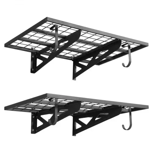 VEVOR 2er-Set Garagenregal 914x620x210 mm Werkzeugaufbewahrung 113 kg pro Schicht Werkzeughalter mit Haken 914x620 mm Regalfläche Aufbewahrungsregale Metallregal Werkzeug Organizer Wandregale – Bild 10