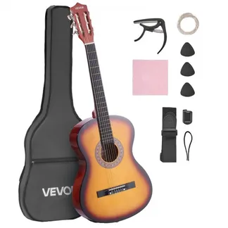 VEVOR Konzertgitarre, 960 mm, Holz-Klassikgitarren-Starter-Set für Anfänger, mit Nylonsaiten, Gigbag, Gurt, Stimmgerät, zusätzlicher Saite, Plektrum, Kapodaster, Linde, für Einsteiger, Sunburst VEVOR Konzertgitarre, 960 mm, Holz-Klassikgitarren-Starter-Set für Anfänger, mit Nylonsaiten, Gigbag, Gurt, Stimmgerät, zusätzlicher Saite, Plektrum, Kapodaster, Linde, für Einsteiger, Sunburst