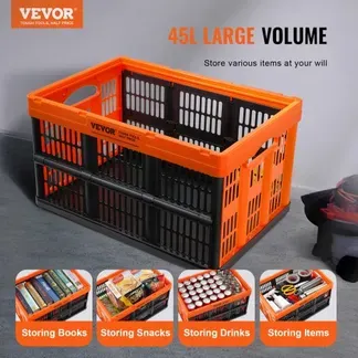 VEVOR 3er-Set 45L Profi Klappbox aus PP Transportbox Faltbarer Aufbewahrungsbox mit Handgriff Stapelbare Kisten Storage Box Faltboxen Stapelboxen für Aufbewahrung & Transport Orange VEVOR 3er-Set 45L Profi Klappbox aus PP Transportbox Faltbarer Aufbewahrungsbox mit Handgriff Stapelbare Kisten Storage Box Faltboxen Stapelboxen für Aufbewahrung & Transport Orange