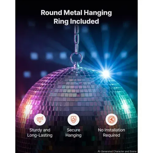 VEVOR Spiegelkugel Discokugel Mirrorball 100/150/200 mm 8er-Pack Hängerring, für Party- & Heimdekoration DJ Tanzclub, Equipment für Lichteffekte & Partybeleuchtung, 360°-Reflexion, Wiederverwendbar – Bild 3