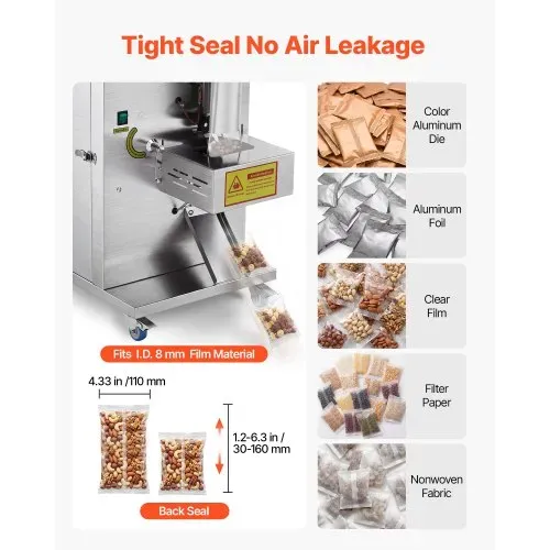 VEVOR Pulververpackungsfüllmaschine Vollautomatische Abfüllmaschine 3-200g, Intelligentes Wiegen Abfüllen & Abpacken, Edelstahl, Bodenaufstellung, Ideal für Nüsse Samen Tee Kaffeebohnen Getreide Mehl – Bild 4