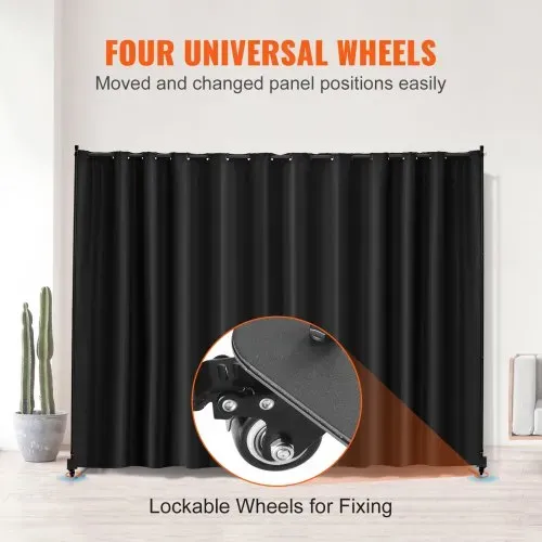 VEVOR Raumteiler Trennwand Paravent Stellwand Einzelpanel, Tragbarer Sichtschutz für Büro Schlafzimmer Esszimmer Arbeitszimmer Balkon, Raumtrenner Rollbar (308,5 x 45 x 245,5 cm), Schwarz – Bild 3