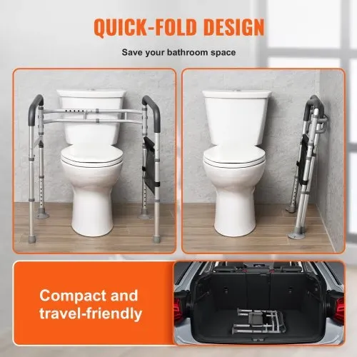 VEVOR Toiletten Sicherheitsgeländer Aufstehhilfe Toilette 136 kg Toilettensitz mit rutschfesten Griffen, Toilettenhandläufe mit verstärktem Aluminiumlegierungsrohr, für Schwangere Verletzte – Bild 5