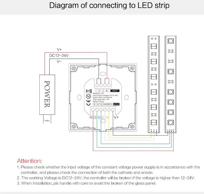 MiBoxer P3 LED Fernbedienung Smart Panel Controller(RGB/RGB-W/RGB+CCT) – Bild 9