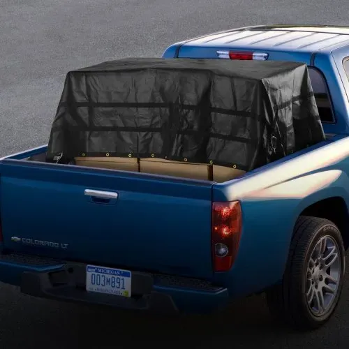 VEVOR Frachtnetz, 305 x 267 mm, LKW-Ladeflächennetz, 4 verstellbare Gurte mit Karabinern und gummibeschichteten Haken, Transportnetz, Gepäcknetz geeignet für Pickup, Jeep, LKW, SUV, Boot (schwarz) – Bild 7