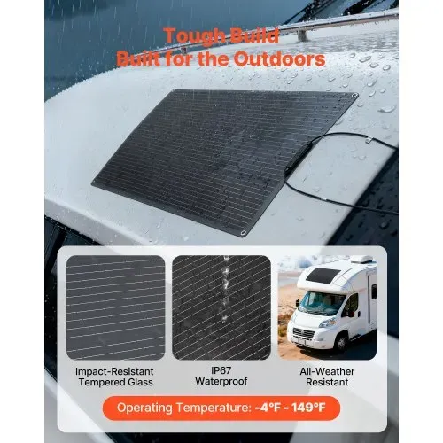 VEVOR Solarmodul Monokristallin, 100W Halbflexibles Solarpanel, Off-Grid-Ladegerät mit MC4-Ausgang, IP67 wasserdicht, Balkonkraftwerk für Boote, RVs, Autos, Kabinen & gebogene Oberflächen – Bild 4