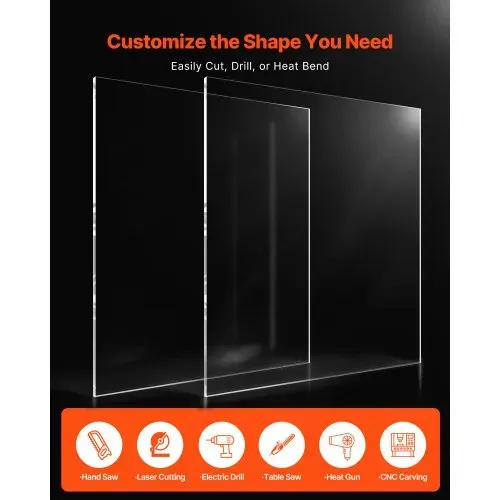VEVOR Plexiglas-Acrylplatte, 2er-Set Kunststoffplatten, 610x914 mm, 6 mm dick, transparentes Kunststoffglas für Bastelprojekte, Ersatzglas für Bilderrahmen, DIY-Display, leicht zu schneiden – Bild 4