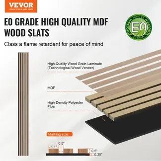 VEVOR Akustikpaneele, 2400 x 200 x 21 mm, Akustik Wandpaneele, MDF-Akzent-Holzwandpaneele für moderne Innenwanddekoration, Akustikpaneel Kunstholz-Wandplatten zur Geräuschreduzierung, 4er-Set VEVOR Akustikpaneele, 2400 x 200 x 21 mm, Akustik Wandpaneele, MDF-Akzent-Holzwandpaneele für moderne Innenwanddekoration, Akustikpaneel Kunstholz-Wandplatten zur Geräuschreduzierung, 4er-Set