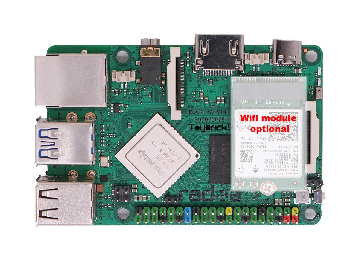 Radxa Rock 3A 8GB RK3568 Quad-core Cortex-A55, freqency 2Ghz Mali G52 8GB LPDDR4 – Bild 2