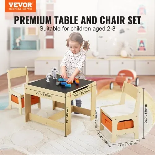 VEVOR Kindersitzgruppe Kindertisch, 2 Kinderstühle 1 Tisch Kindersitzgruppe aus P2-Grad MDF, Kindertisch-Set Stabile Kindermöbel mit doppelseitiger Tischplatte & Aufbewahrungsbox Kindermöbelset VEVOR Kindersitzgruppe Kindertisch, 2 Kinderstühle 1 Tisch Kindersitzgruppe aus P2-Grad MDF, Kindertisch-Set Stabile Kindermöbel mit doppelseitiger Tischplatte & Aufbewahrungsbox Kindermöbelset