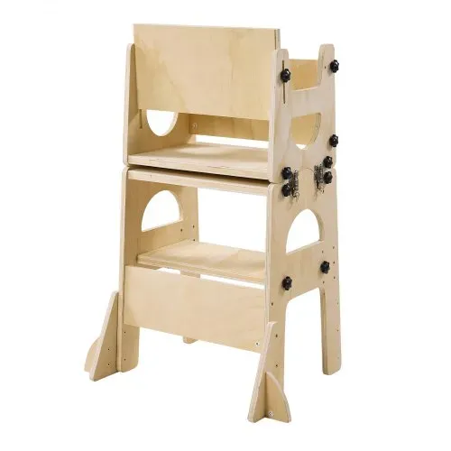 VEVOR Lernturm für Kinder im Alter von 1 bis 5 Jahren, Höhenverstellbarer Lernstuhl aus Holz, Montessori-Tisch- & Stuhlset, Learning Tower mit Tafel & Rückenlehne für Bad & Küchenarbeitsplatte – Bild 8