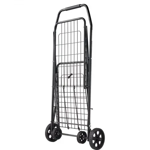 VEVOR Einkaufswagen zusammenklappbarer Einkaufstrolley mit Schwenkrädern & 40,8 kg großer Tragkraft, 39 L Einkaufsroller Wäschewagen für Wäsche Einkaufen Camping Lebensmittel Gepäck Schwarz – Bild 9
