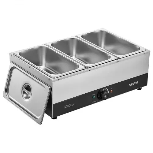 VEVOR Schokoladenschmelzmaschine 3 Abnehmbare Behälter Edelstahl 1,2 kW, für Bäckereien, Konditoreien und Restaurants, mit Temperaturregelung 30–85 ℃, Trockenlaufschutz, Schokoladentempiermaschine – Bild 8