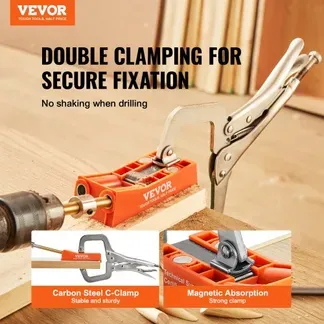 VEVOR 50 tlg. Pocket Hole Jig Kit Doppeltaschenloch mit Vierkantantriebsbit & C-Klemmen, Dübelhilfe Bohrlehre zum Bohren von Taschenlöchern und Schräglöchern, Bohrhilfe für Holzbearbeitung VEVOR 50 tlg. Pocket Hole Jig Kit Doppeltaschenloch mit Vierkantantriebsbit & C-Klemmen, Dübelhilfe Bohrlehre zum Bohren von Taschenlöchern und Schräglöchern, Bohrhilfe für Holzbearbeitung