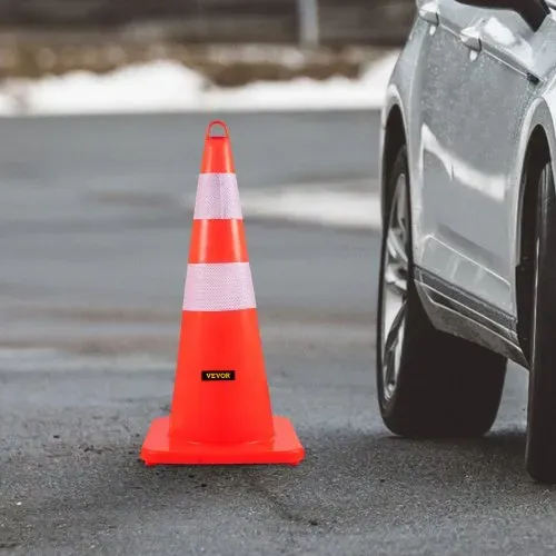 VEVOR 2 tlg. Sicherheitskegel Verkehrskegel PVC-Baukegel, 2 Reflektierende Kragen, Verkehrskegel mit Beschwerter Basis und Handring, für Verkehrskontrolle, Einfahrt, Straßenparken – Bild 7