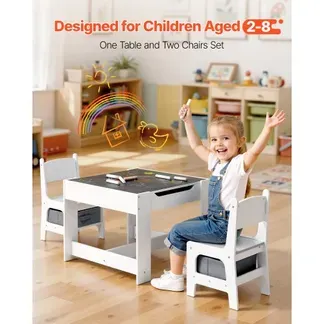 VEVOR Kindertisch mit 2 Stühlen & Stoffaufbewahrungsbox unter den Stühlen, Maltisch Set zum Lesen Lernen Zeichnen Schreiben, Kindersitzgruppe Kindertagesstätte, Basteltisch Spieltisch Schreibtisch VEVOR Kindertisch mit 2 Stühlen & Stoffaufbewahrungsbox unter den Stühlen, Maltisch Set zum Lesen Lernen Zeichnen Schreiben, Kindersitzgruppe Kindertagesstätte, Basteltisch Spieltisch Schreibtisch